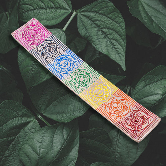 Incense Holder White Metal "Chakra"